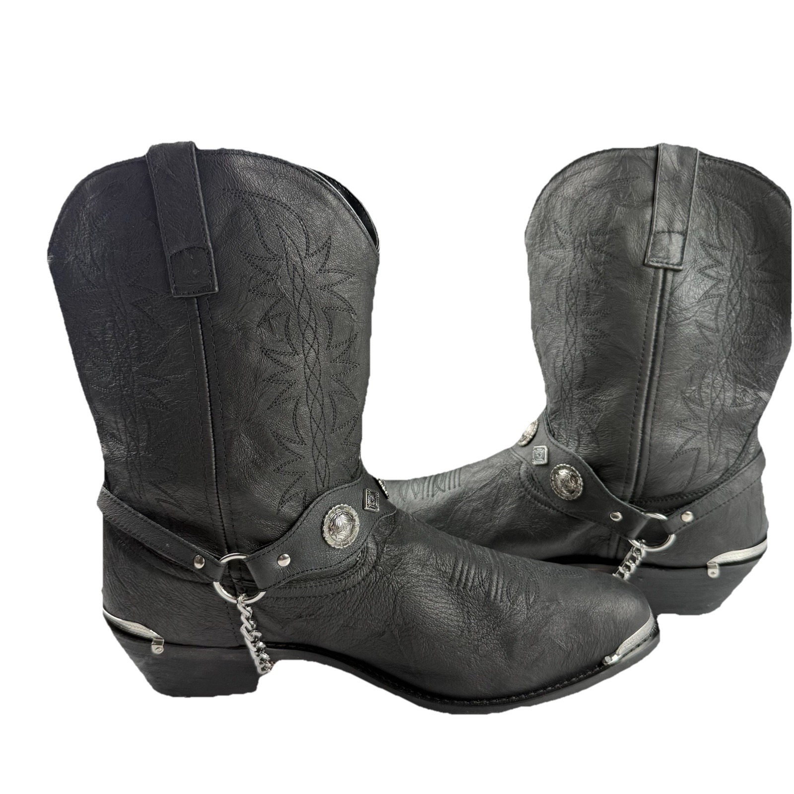 Dingo Mens Suiter Cowboy Boots Leather Black 14d